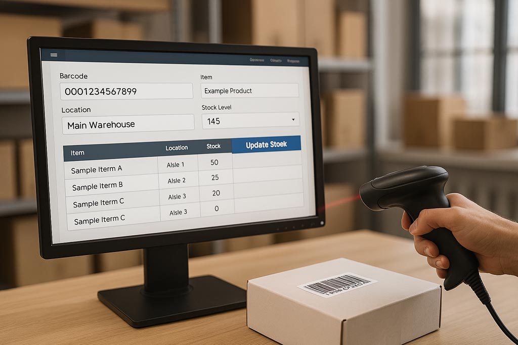 Barcode scanning integration A visual of how barcode scanning integrates with the ERP system for efficient stock tracking
